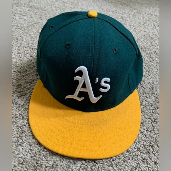 Oakland A’s MLB brand Men’s Hat green/ yellow 7 7/8 - Picture 1 of 4